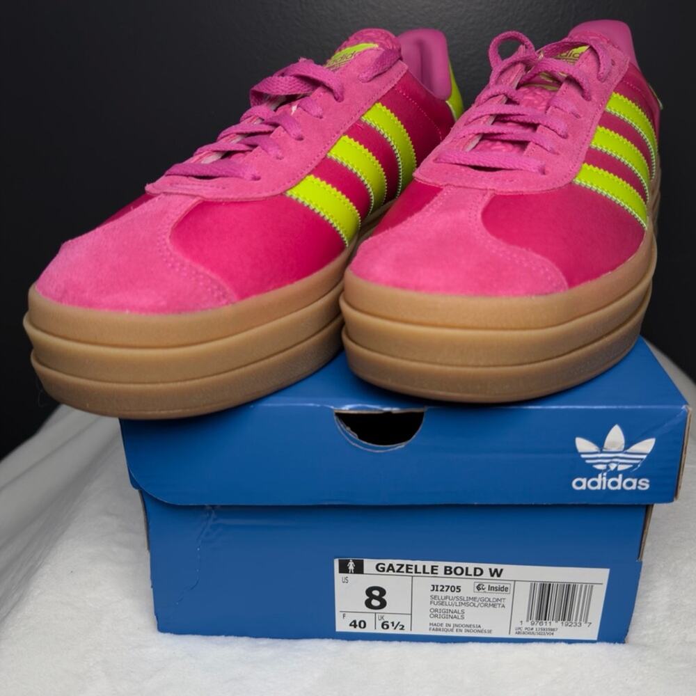 Adidas Gazelle Bold “Lucid Fuchsia Solar Slime Satin” | Women’s 8 | New w/ Box